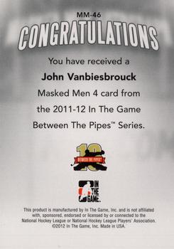 2011-12 In The Game Between The Pipes - Masked Men IV Gold #MM-46 John Vanbiesbrouck Back