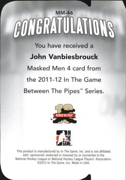 2011-12 In The Game Between The Pipes - Masked Men IV Ruby Die Cuts #MM-46 John Vanbiesbrouck Back