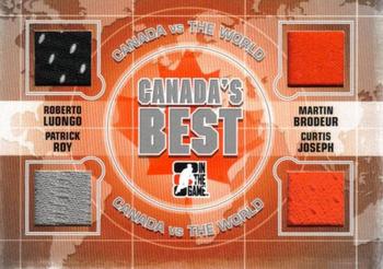 2011-12 In The Game Canada vs. The World - Canada's Best Silver #CB-01 Roberto Luongo / Martin Brodeur / Patrick Roy / Curtis Joseph Front