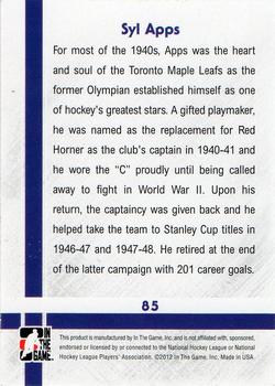 2011-12 In The Game Captain-C - Gold #85 Syl Apps Back