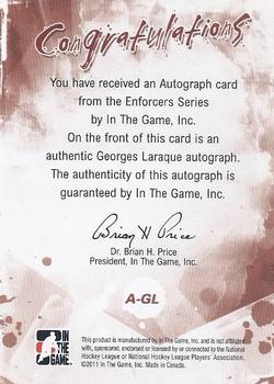 2011-12 In The Game Enforcers - Autographs #A-GL Georges Laraque Back