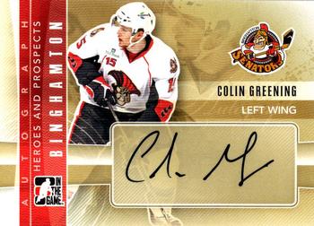 2011-12 In The Game Heroes and Prospects - Autographs #A-CG Colin Greening Front
