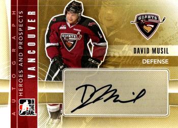 2011-12 In The Game Heroes and Prospects - Autographs #A-DM David Musil Front