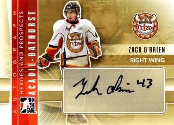 2011-12 In The Game Heroes and Prospects - Autographs #A-ZO Zach O'Brien Front