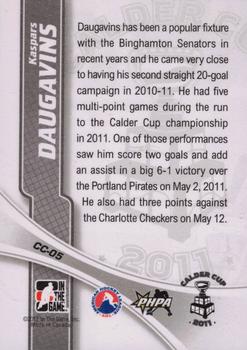 2011-12 In The Game Heroes and Prospects - Calder Cup Champions #CC-05 Kaspars Daugavins Back