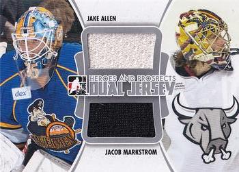 2011-12 In The Game Heroes and Prospects - Dual Jerseys Silver #DJ-10 Jake Allen / Jacob Markstrom Front