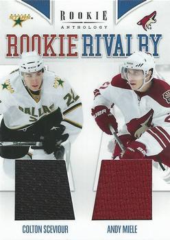 2011-12 Panini Rookie Anthology - Rookie Rivalry Dual Jerseys #22 Colton Sceviour / Andy Miele Front