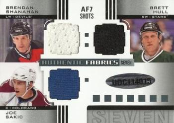 2011-12 SP Game Used - Authentic Fabrics Sevens #AF7 SHOTS Ray Bourque / Marcel Dionne / Al MacInnis / Wayne Gretzky / Brendan Shanahan / Brett Hull / Joe Sakic Back