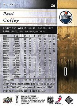 2011-12 Upper Deck Ultimate Collection #26 Paul Coffey Back