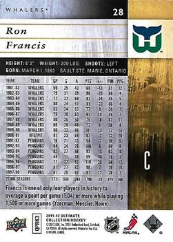 2011-12 Upper Deck Ultimate Collection #28 Ron Francis Back