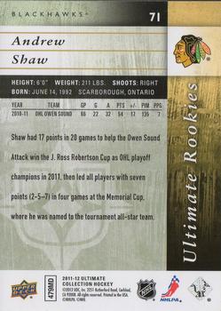 2011-12 Upper Deck Ultimate Collection #71 Andrew Shaw Back