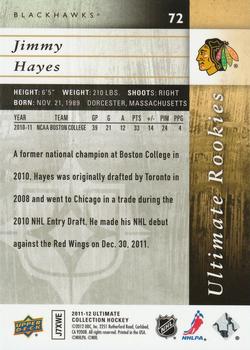2011-12 Upper Deck Ultimate Collection #72 Jimmy Hayes Back