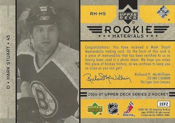 2006-07 Upper Deck - Rookie Materials #RM-MS Mark Stuart Back