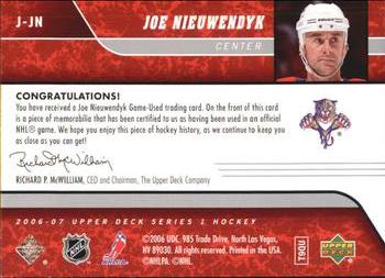 2006-07 Upper Deck - Game Jerseys #J-JN Joe Nieuwendyk Back