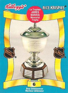 1992 Kellogg's NHL Trophies #6 James Norris Memorial Trophy Front