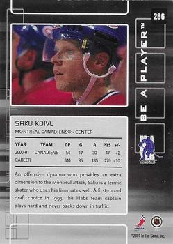 2001-02 Be a Player Memorabilia - Toronto Fall Expo Sapphire #286 Saku Koivu Back