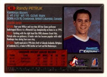 1998 Bowman Chrome CHL #42 Randy Petruk Back