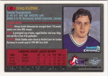 1998 Bowman Chrome CHL #47 Greg Kuznik Back