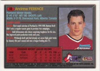 1998 Bowman Chrome CHL #48 Andrew Ference Back