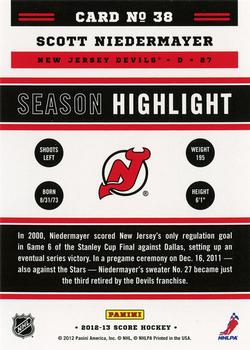 2012-13 Score #38 Scott Niedermayer Back