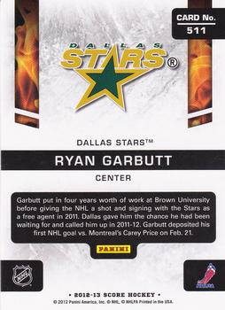 2012-13 Score #511 Ryan Garbutt Back