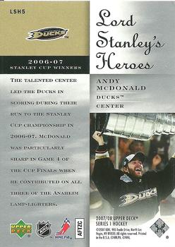 2007-08 Upper Deck - Lord Stanley's Heroes #LSH5 Andy McDonald Back