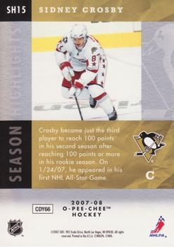 2007-08 O-Pee-Chee - Season Highlights #SH15 Sidney Crosby Back