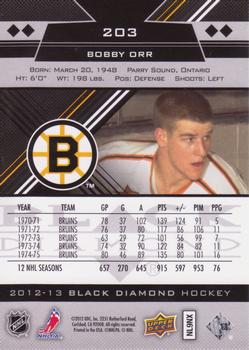 2012-13 Upper Deck Black Diamond #203 Bobby Orr Back