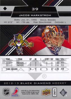 2012-13 Upper Deck Black Diamond #39 Jacob Markstrom Back