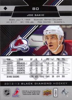 2012-13 Upper Deck Black Diamond #80 Joe Sakic Back