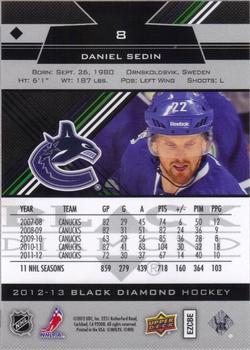 2012-13 Upper Deck Black Diamond #8 Daniel Sedin Back