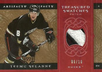 2007-08 Upper Deck Artifacts - Treasured Patches Red #TS-TS Teemu Selanne Front