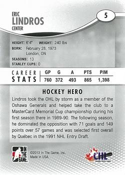 2012-13 In The Game Heroes and Prospects #5 Eric Lindros Back