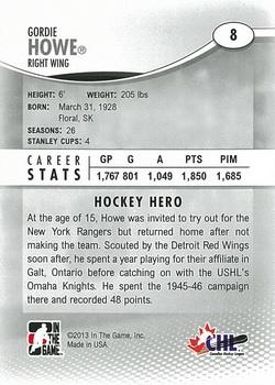 2012-13 In The Game Heroes and Prospects #8 Gordie Howe Back