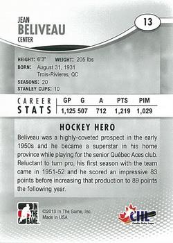 2012-13 In The Game Heroes and Prospects #13 Jean Beliveau Back