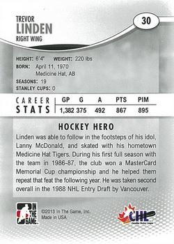 2012-13 In The Game Heroes and Prospects #30 Trevor Linden Back