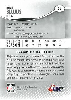 2012-13 In The Game Heroes and Prospects #56 Dylan Blujus Back
