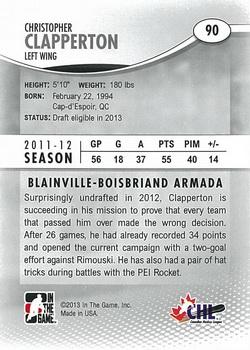2012-13 In The Game Heroes and Prospects #90 Christopher Clapperton Back