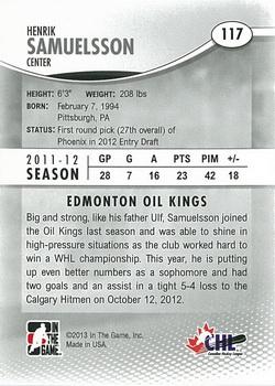 2012-13 In The Game Heroes and Prospects #117 Henrik Samuelsson Back