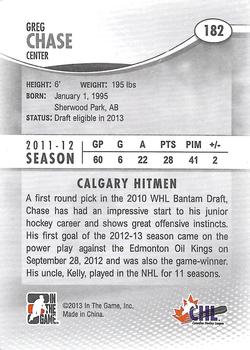 2012-13 In The Game Heroes and Prospects #182 Greg Chase Back