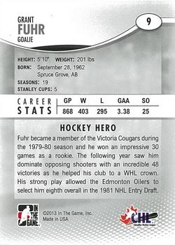 2012-13 In The Game Heroes and Prospects #9 Grant Fuhr Back