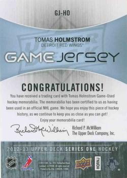 2012-13 Upper Deck - Game Jerseys #GJ-HO Tomas Holmstrom Back