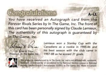2012-13 In The Game Forever Rivals - Autographs #A-CL Claude Lemieux Back