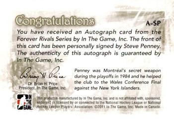 2012-13 In The Game Forever Rivals - Autographs #A-SP Steve Penney Back