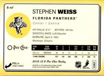 2012-13 O-Pee-Chee - Stickers #S-47 Stephen Weiss Back
