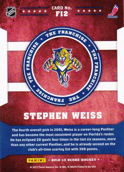 2012-13 Score - The Franchise #F12 Stephen Weiss Back