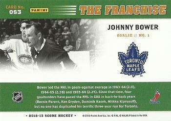 2012-13 Score - The Franchise Original Six #OS3 Johnny Bower Back