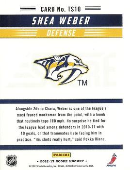 2012-13 Score - Team Score #TS10 Shea Weber Back