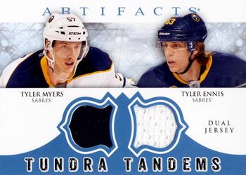 2012-13 Upper Deck Artifacts - Tundra Tandems Blue Dual Jersey #TT-ME Tyler Myers / Tyler Ennis Front