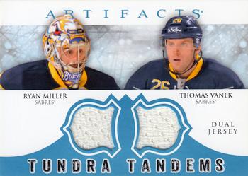 2012-13 Upper Deck Artifacts - Tundra Tandems Blue Dual Jersey #TT-MV Ryan Miller / Thomas Vanek Front